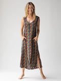 Hangout Printed Knit Midi Dress - Navy Olive Floral