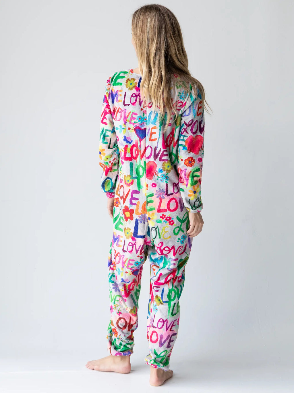 Fleece Onesie Pajamas - Love Hearts