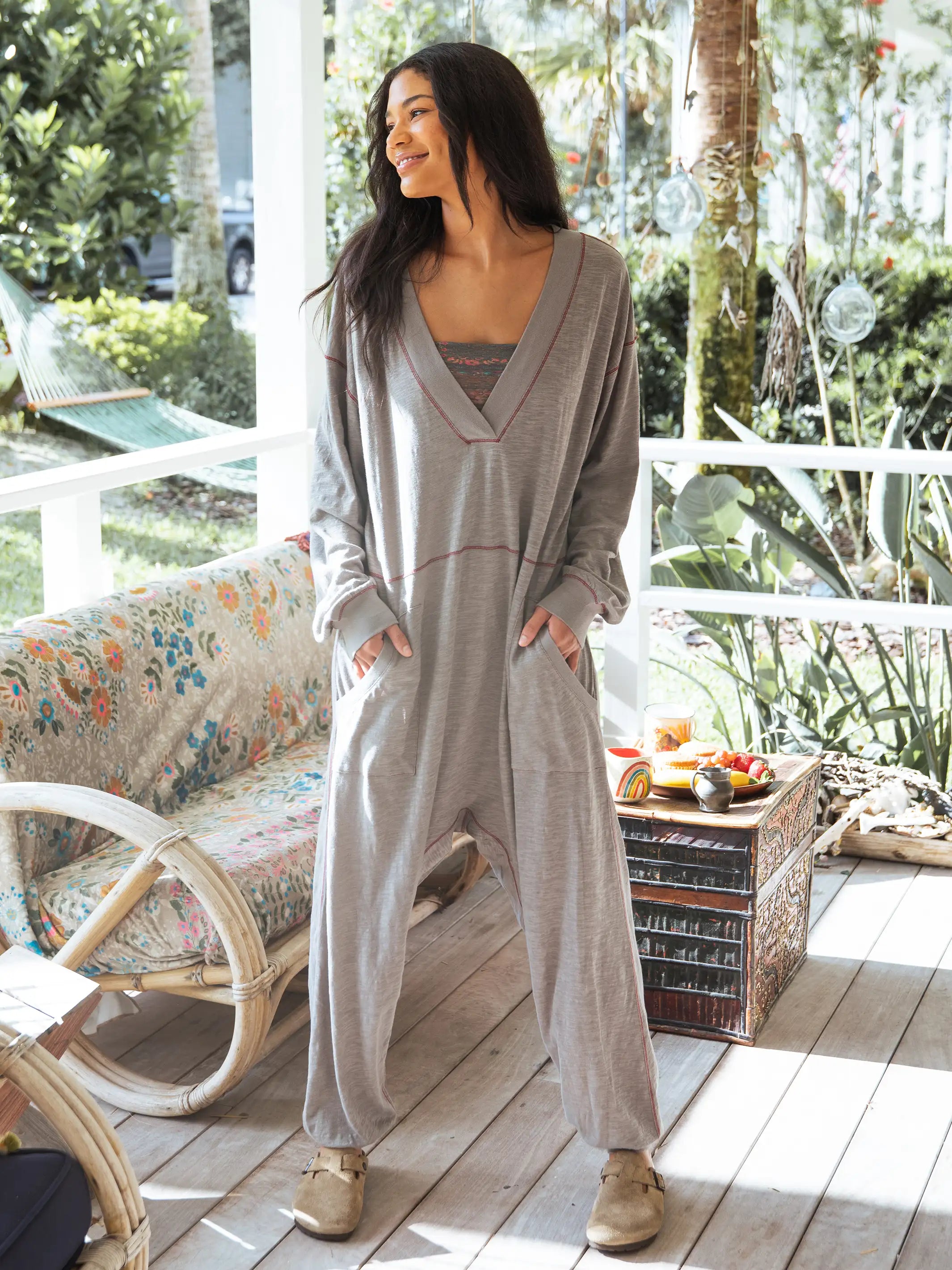 Johnnie Cotton Jumpsuit - Charcoal