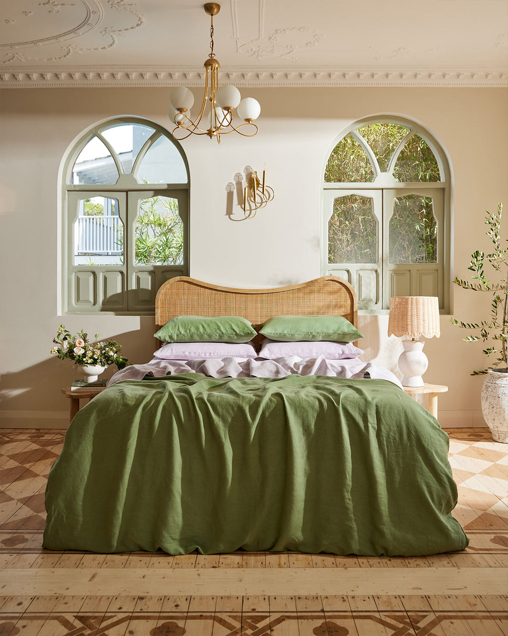Pistachio 100% French Flax Linen Duvet Cover Set