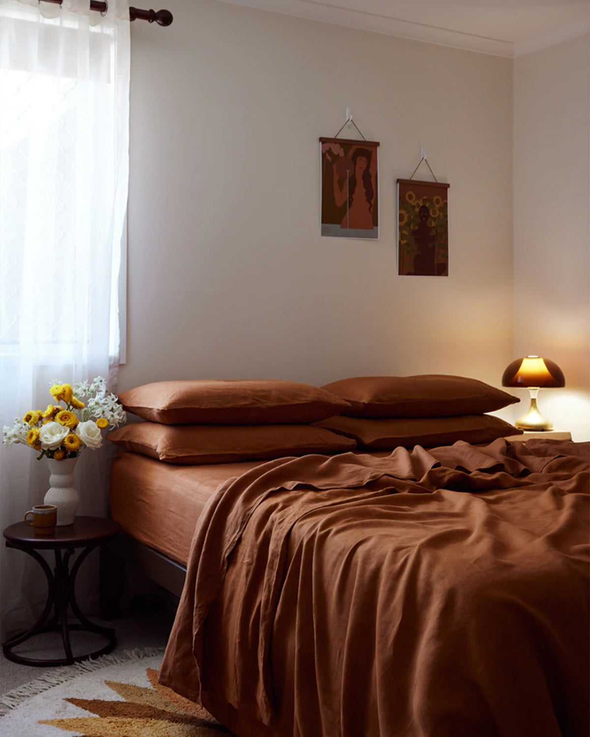Rust 100% French Flax Linen Sheet Set